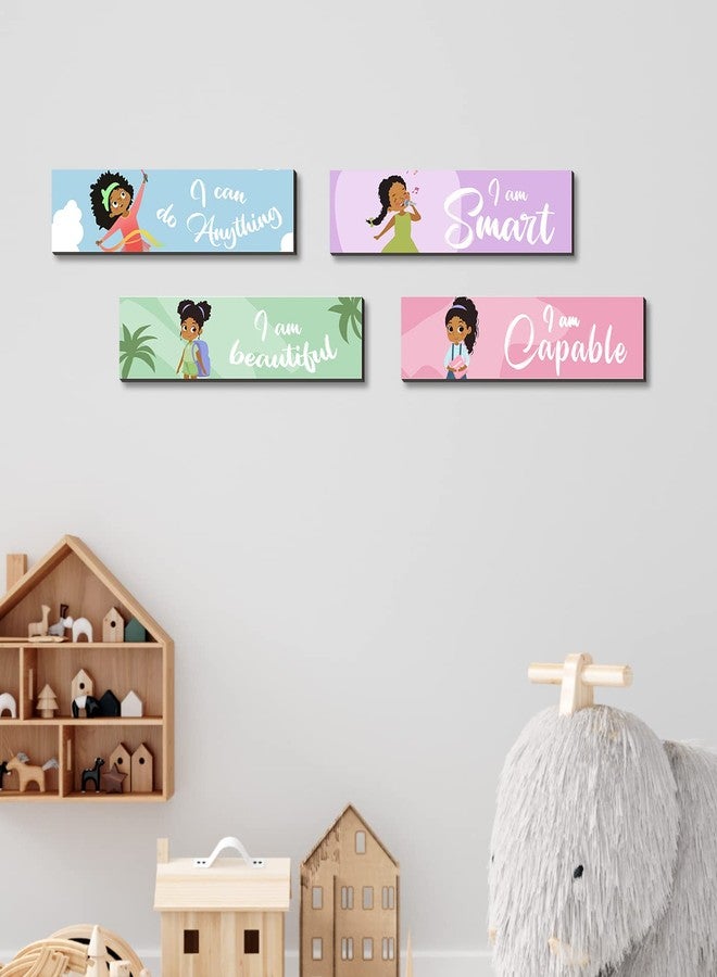 SHLINCO 4 Pieces Motivational Black Girl Wall Decor, Wall Art Inspirational Quotes, Black Girl Theme Room Wall Decor, Perfect for Girl Kids Bedroom Playroom Decoration(QI 58) - Image 4